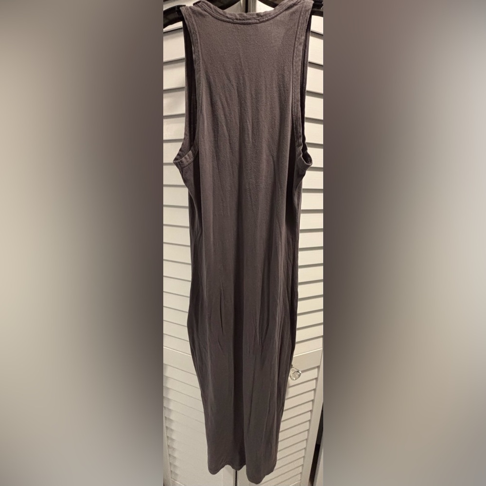 James Perse Gray Knit Stretch V Neck Sleeveless Long Dress Size 1 *Flaw* - Picture 3 of 8